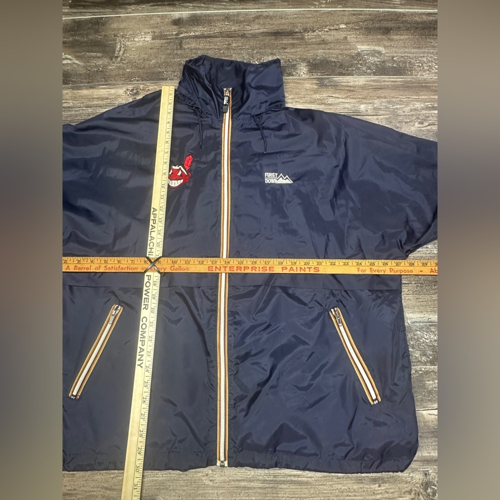 Vintage Cleveland Indians Windbreaker First Down Jacket Navy Large GUC - Picture 4 of 9